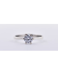 ANELLO SOLITARIO IN ORO BIANCO 18 K CON DIAMANTE NATURALE CERTIFICATO DGC