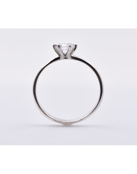 ANELLO SOLITARIO IN ORO BIANCO 18 K CON DIAMANTE NATURALE CERTIFICATO DGC