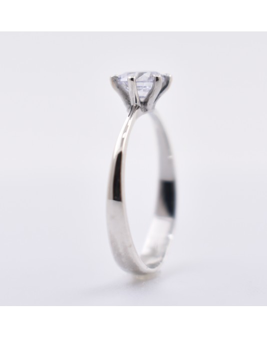 ANELLO SOLITARIO IN ORO BIANCO 18 K CON DIAMANTE NATURALE CERTIFICATO DGC