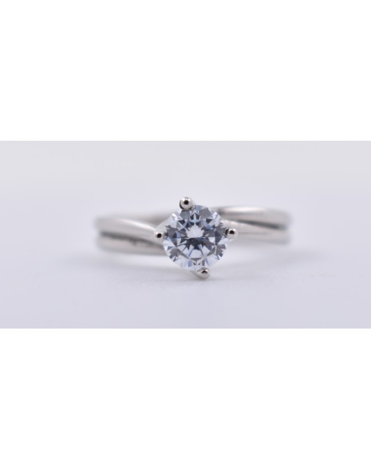 ANELLO SOLITARIO IN ORO BIANCO 18 K CON DIAMANTE NATURALE CERTIFICATO DGC