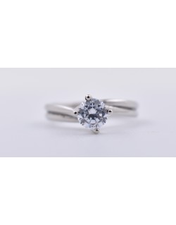 ANELLO SOLITARIO IN ORO BIANCO 18 K CON DIAMANTE NATURALE CERTIFICATO DGC