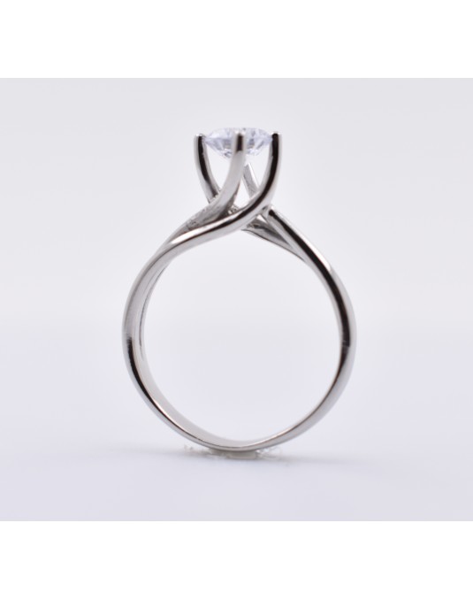 ANELLO SOLITARIO IN ORO BIANCO 18 K CON DIAMANTE NATURALE CERTIFICATO DGC