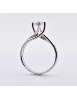 ANELLO SOLITARIO IN ORO BIANCO 18 K CON DIAMANTE NATURALE CERTIFICATO DGC