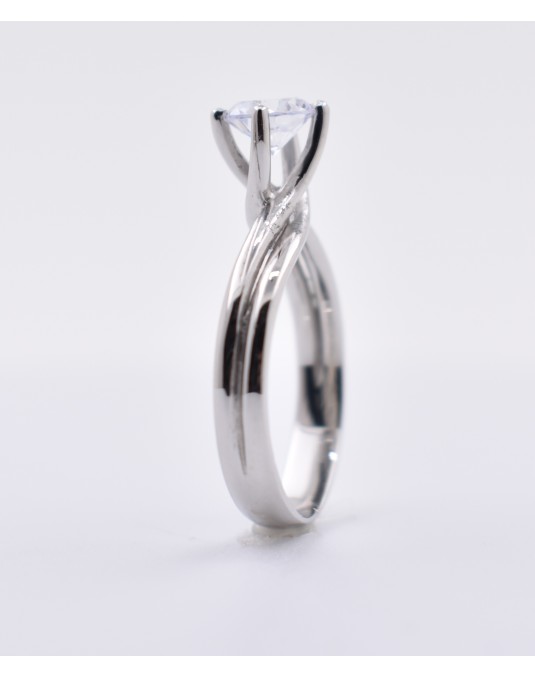 ANELLO SOLITARIO IN ORO BIANCO 18 K CON DIAMANTE NATURALE CERTIFICATO DGC