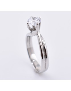 ANELLO SOLITARIO IN ORO BIANCO 18 K CON DIAMANTE NATURALE CERTIFICATO DGC