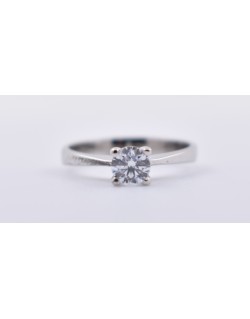 ANELLO SOLITARIO IN ORO BIANCO 18 K CON DIAMANTE NATURALE CERTIFICATO DGC