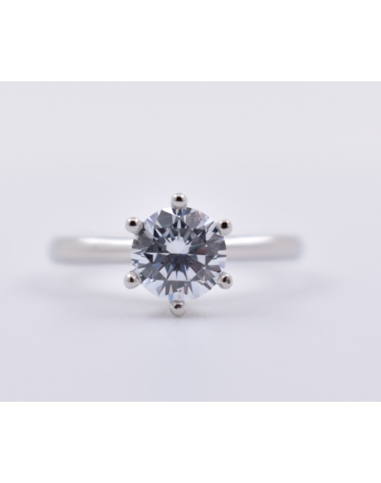 ANELLO SOLITARIO IN ORO BIANCO 18 K CON DIAMANTE NATURALE CERTIFICATO DGC