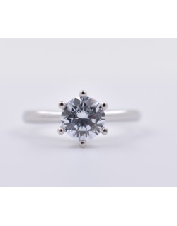 ANELLO SOLITARIO IN ORO BIANCO 18 K CON DIAMANTE NATURALE CERTIFICATO DGC