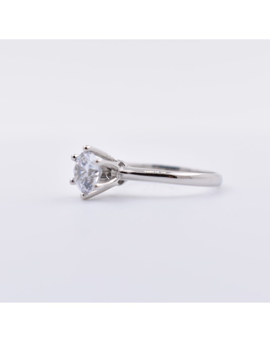 ANELLO SOLITARIO IN ORO BIANCO 18 K CON DIAMANTE NATURALE CERTIFICATO DGC