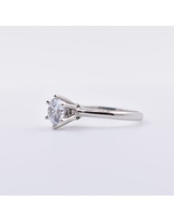 ANELLO SOLITARIO IN ORO BIANCO 18 K CON DIAMANTE NATURALE CERTIFICATO DGC