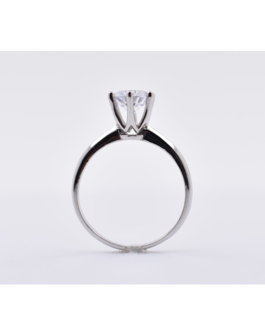 ANELLO SOLITARIO IN ORO BIANCO 18 K CON DIAMANTE NATURALE CERTIFICATO DGC