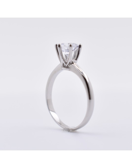 ANELLO SOLITARIO IN ORO BIANCO 18 K CON DIAMANTE NATURALE CERTIFICATO DGC