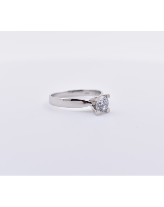 ANELLO SOLITARIO IN ORO BIANCO 18 K CON DIAMANTE NATURALE CERTIFICATO DGC