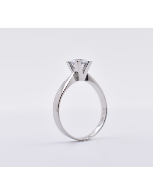 ANELLO SOLITARIO IN ORO BIANCO 18 K CON DIAMANTE NATURALE CERTIFICATO DGC