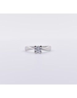 ANELLO SOLITARIO IN ORO BIANCO 18 K CON DIAMANTE NATURALE CERTIFICATO DGC