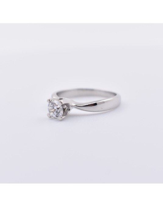 ANELLO SOLITARIO IN ORO BIANCO 18 K CON DIAMANTE NATURALE CERTIFICATO DGC