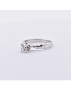 ANELLO SOLITARIO IN ORO BIANCO 18 K CON DIAMANTE NATURALE CERTIFICATO DGC