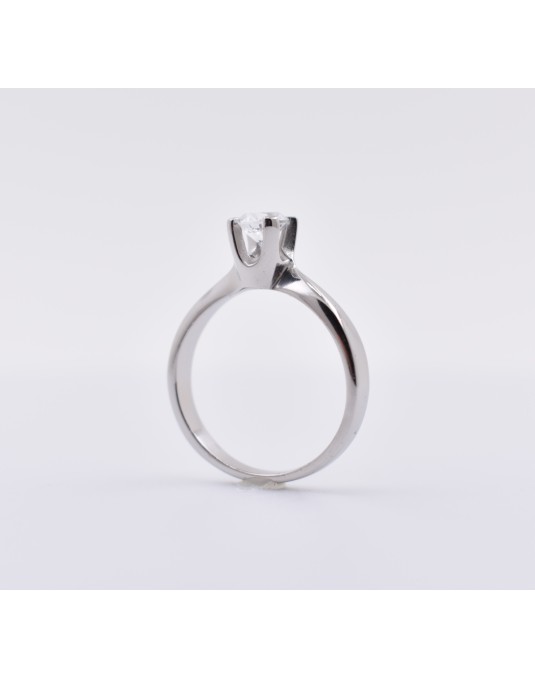 ANELLO SOLITARIO IN ORO BIANCO 18 K CON DIAMANTE NATURALE CERTIFICATO DGC