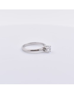 ANELLO SOLITARIO IN ORO BIANCO 18 K CON DIAMANTE NATURALE CERTIFICATO DGC