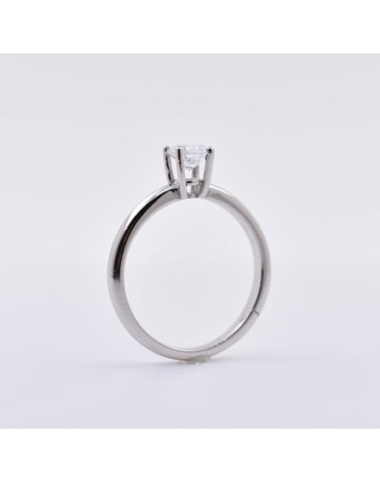 ANELLO SOLITARIO IN ORO BIANCO 18 K CON DIAMANTE NATURALE CERTIFICATO DGC