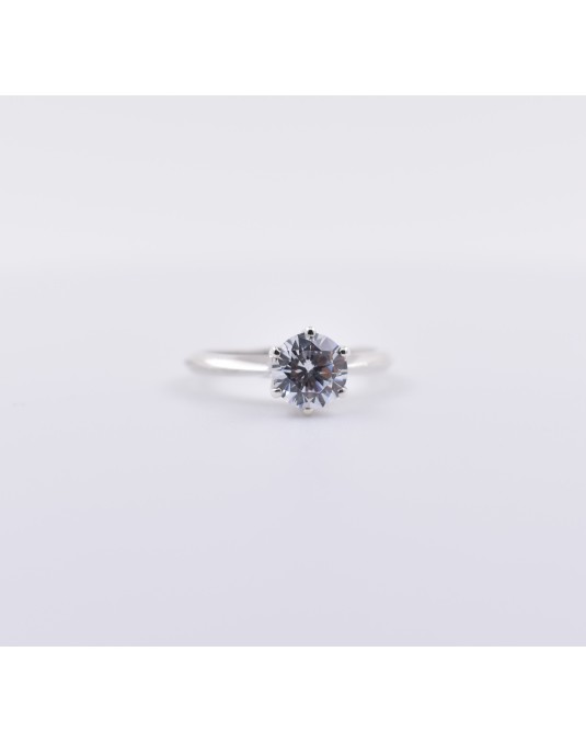 ANELLO SOLITARIO IN ORO BIANCO 18 K CON DIAMANTE NATURALE CERTIFICATO DGC