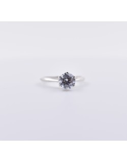 ANELLO SOLITARIO IN ORO BIANCO 18 K CON DIAMANTE NATURALE CERTIFICATO DGC