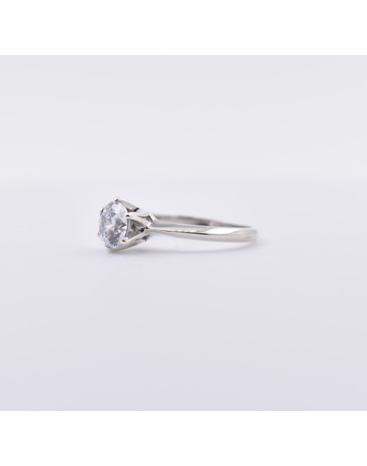 ANELLO SOLITARIO IN ORO BIANCO 18 K CON DIAMANTE NATURALE CERTIFICATO DGC