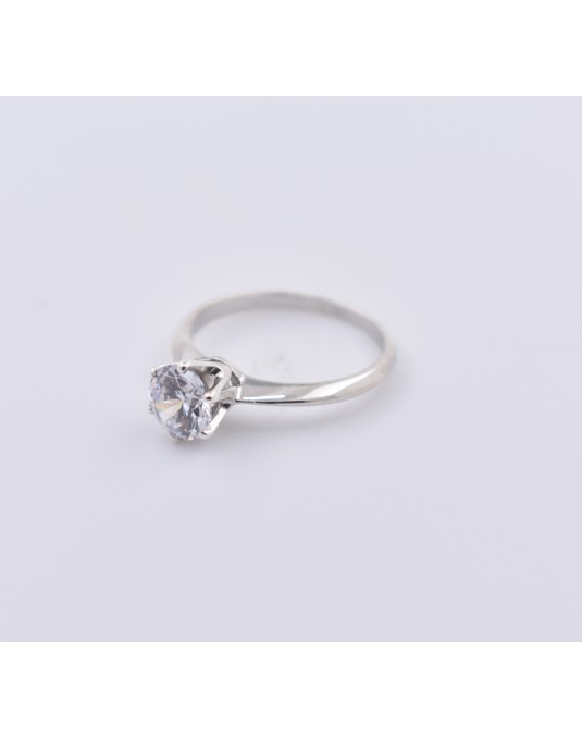 ANELLO SOLITARIO IN ORO BIANCO 18 K CON DIAMANTE NATURALE CERTIFICATO DGC
