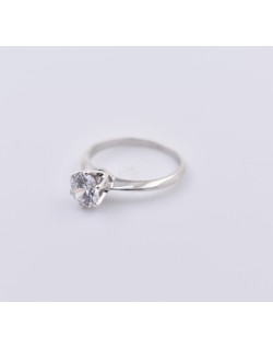 ANELLO SOLITARIO IN ORO BIANCO 18 K CON DIAMANTE NATURALE CERTIFICATO DGC