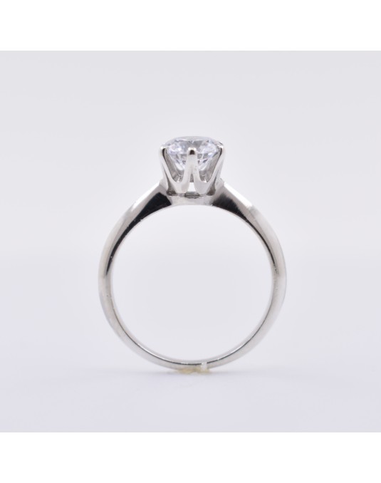 ANELLO SOLITARIO IN ORO BIANCO 18 K CON DIAMANTE NATURALE CERTIFICATO DGC