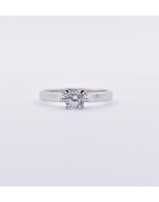 ANELLO SOLITARIO IN ORO BIANCO 18 K CON DIAMANTE NATURALE CERTIFICATO DGC