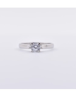 ANELLO SOLITARIO IN ORO BIANCO 18 K CON DIAMANTE NATURALE CERTIFICATO DGC