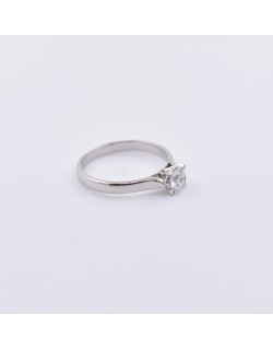 ANELLO SOLITARIO IN ORO BIANCO 18 K CON DIAMANTE NATURALE CERTIFICATO DGC