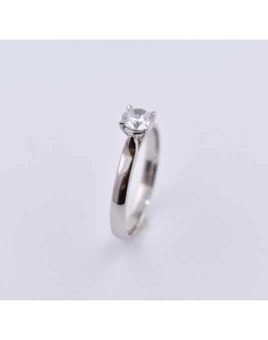 ANELLO SOLITARIO IN ORO BIANCO 18 K CON DIAMANTE NATURALE CERTIFICATO DGC
