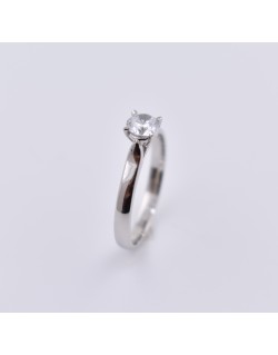 ANELLO SOLITARIO IN ORO BIANCO 18 K CON DIAMANTE NATURALE CERTIFICATO DGC