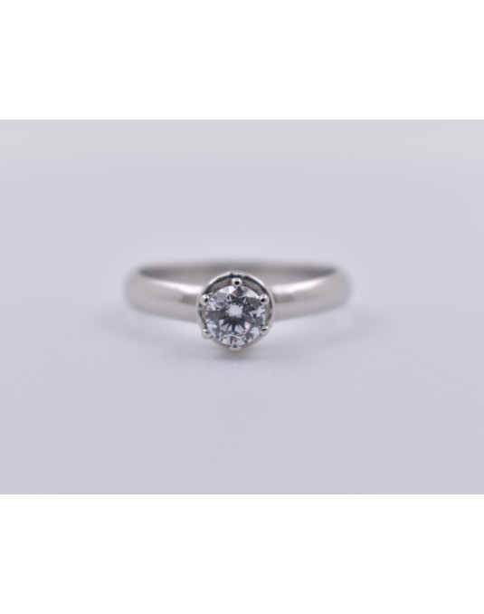 ANELLO SOLITARIO IN ORO BIANCO 18 K CON DIAMANTE NATURALE CERTIFICATO DGC