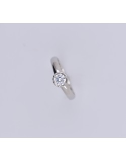 ANELLO SOLITARIO IN ORO BIANCO 18 K CON DIAMANTE NATURALE CERTIFICATO DGC