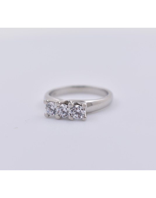ANELLO TRILOGY IN ORO BIANCO 18 K CON DIAMANTI NATURALI E VVS