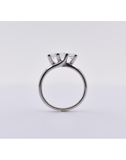 ANELLO TRILOGY IN ORO BIANCO 18 K CON DIAMANTI NATURALI E VVS