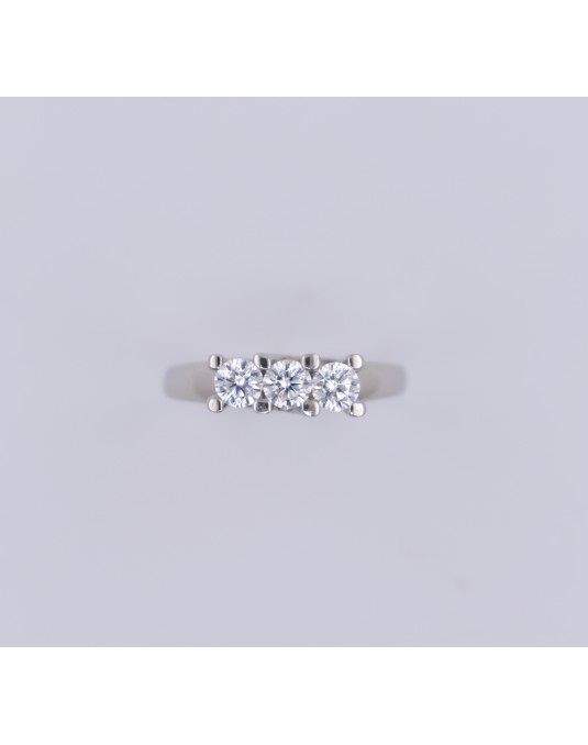 ANELLO TRILOGY IN ORO BIANCO 18 K CON DIAMANTI NATURALI E VVS