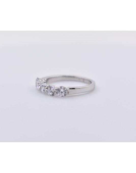 ANELLO RIVIERA VERETTA IN ORO BIANCO 18 K CON DIAMANTI NATURALI E VVS
