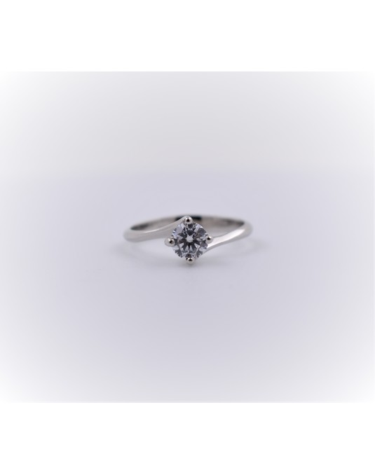 ANELLO SOLITARIO IN ORO BIANCO 18 K CON DIAMANTE NATURALE CERTIFICATO DGC