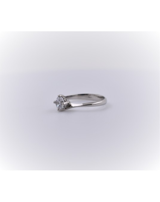 ANELLO SOLITARIO IN ORO BIANCO 18 K CON DIAMANTE NATURALE CERTIFICATO DGC