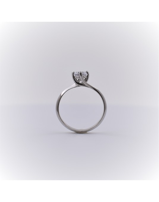ANELLO SOLITARIO IN ORO BIANCO 18 K CON DIAMANTE NATURALE CERTIFICATO DGC