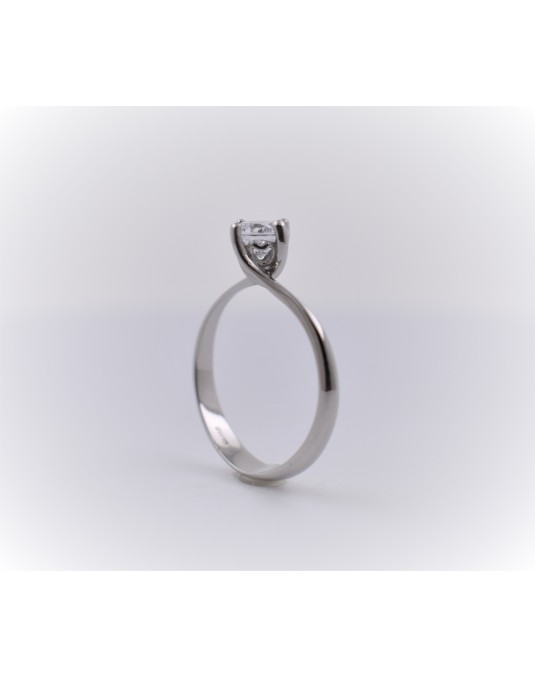 ANELLO SOLITARIO IN ORO BIANCO 18 K CON DIAMANTE NATURALE CERTIFICATO DGC