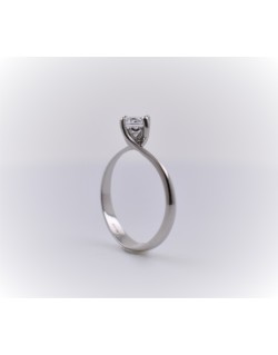 ANELLO SOLITARIO IN ORO BIANCO 18 K CON DIAMANTE NATURALE CERTIFICATO DGC