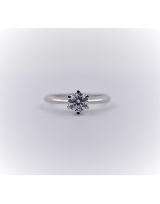 ANELLO SOLITARIO IN ORO BIANCO 18 K CON DIAMANTE NATURALE CERTIFICATO DGC