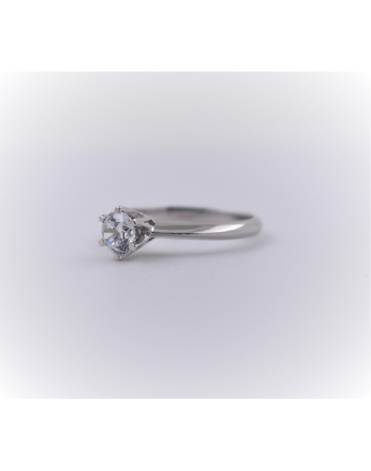 ANELLO SOLITARIO IN ORO BIANCO 18 K CON DIAMANTE NATURALE CERTIFICATO DGC