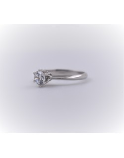 ANELLO SOLITARIO IN ORO BIANCO 18 K CON DIAMANTE NATURALE CERTIFICATO DGC