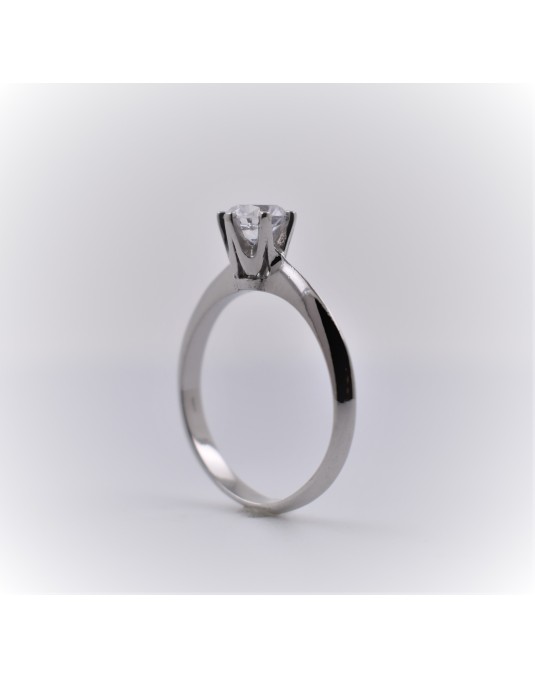 ANELLO SOLITARIO IN ORO BIANCO 18 K CON DIAMANTE NATURALE CERTIFICATO DGC